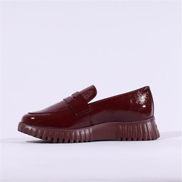 Wonders Flexfly Chunky Slip On Wedge - Burgundy Patent